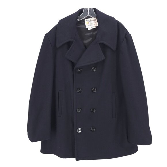 FOX KNAPP Vintage Pea Coat Double Breasted Navy Blue Union Made in USA 46 TALL - Picture 1 of 8